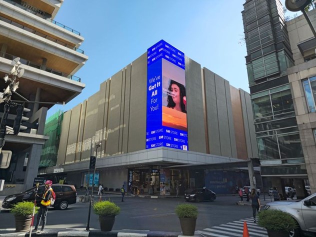 an led screen at the top of a mall